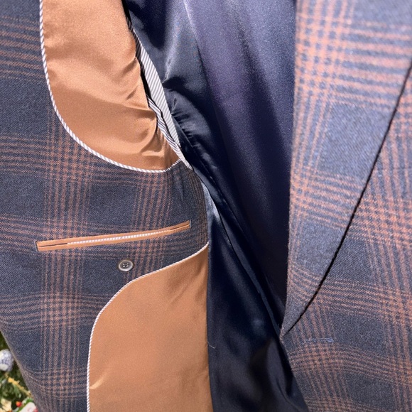 Simons Brown and Blue Sport Coat with Plaid Pattern - Picture 4 of 4